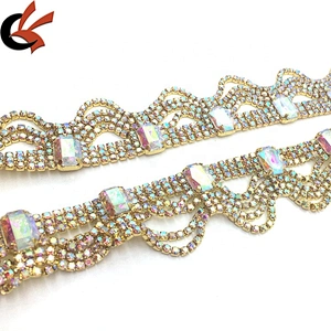 Custom made jewelry factory wholesale popular garment charms wave design pendent tassels rhinestone trims
