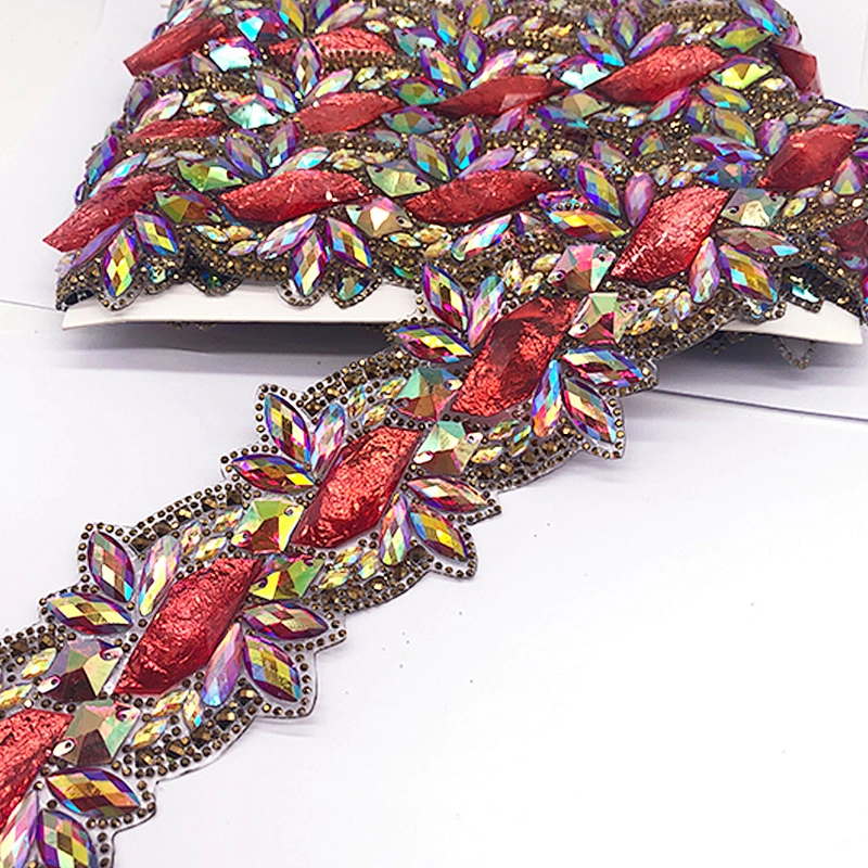 World Carnival costume decoration manufacturer red ab  rhinestone  trim