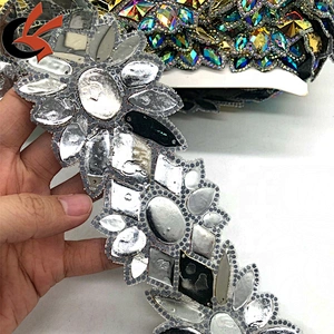 Costume applique embellishment large size hotfix iron on rhinestone trims