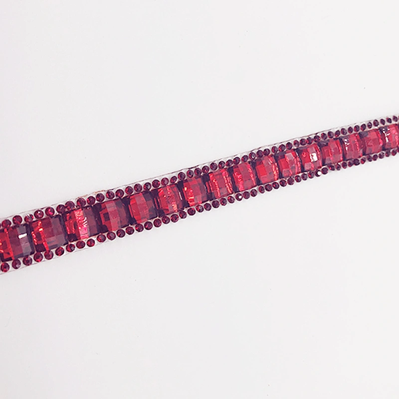 fashion  design hot fix resin stones ribbon bridal rhinestone chain banding trimming by the yard