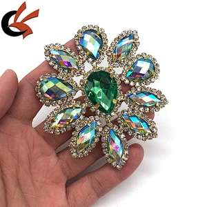 Gold Green AB Crystal Rhinestone Diamante Motif Applique Sew on for DIY Carnival