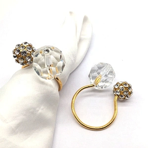 New Arrival Silver Steel Wire Round Metal Crystal Wedding Napkin Ring For Wedding Party Napkin in bulk