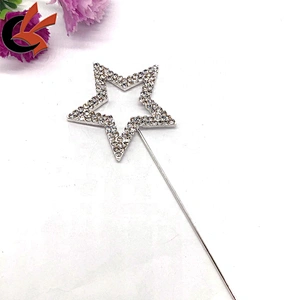double row diamate bling bling star shape silver crystal rhinestone cake topper