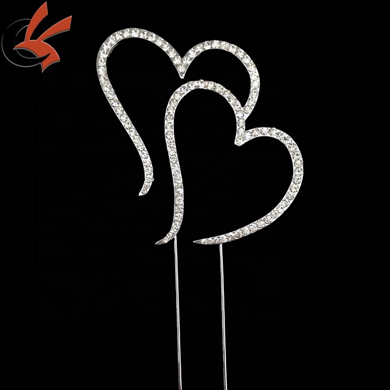 Top sale heart shape diamante wedding cake topper