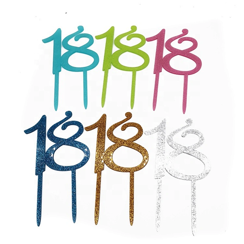 Glitter Number 18 Birthday Acrylic Cake Topper