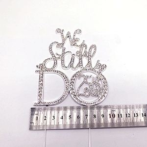Amazon popular styles Anniversary cake decoration accessories rhinestone cake topper