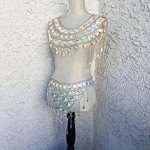 2020 fashion Rhinestone Bra Top Rave Body Chain Sexy Bralette Rave Bra Body Chain Crystal Rhinestone Bra