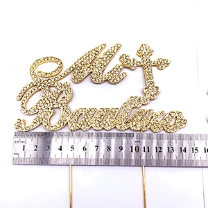 Custom crystal cake topper for baptism ceremony