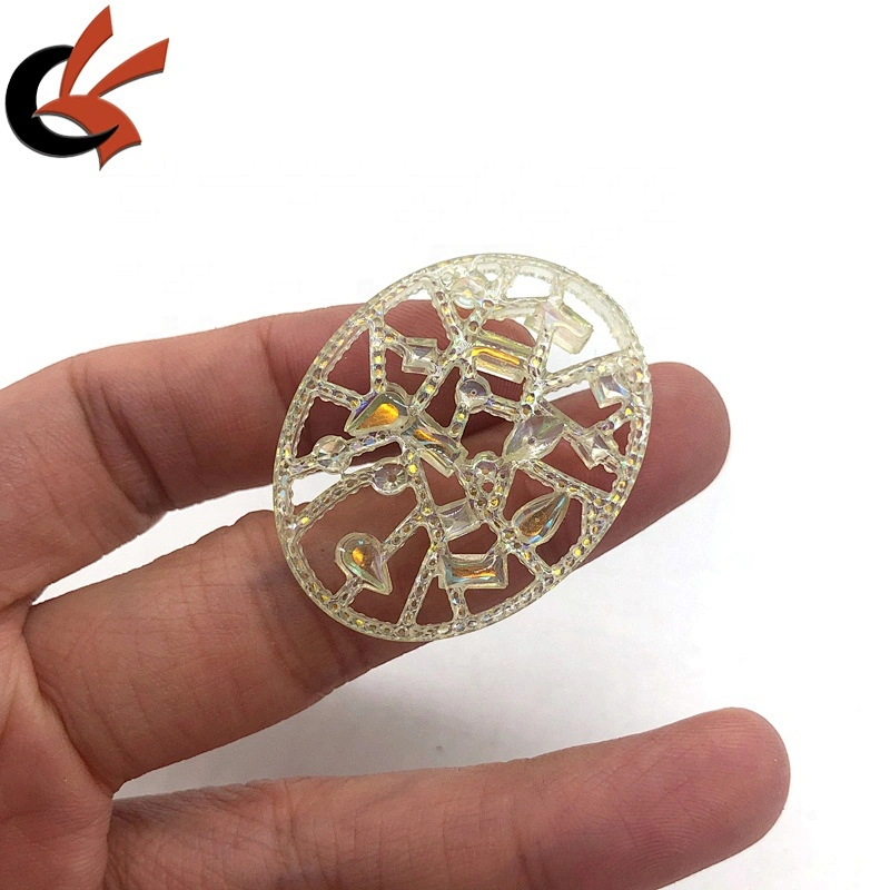 Oval shape hollow white AB resin loose rhinestones