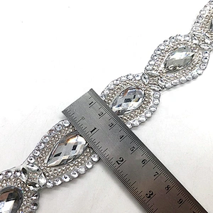 Fashion Sewing Trim Hot Fix Resin Rhinestone Ribbon crystal chain for Dresses Shoes decoration