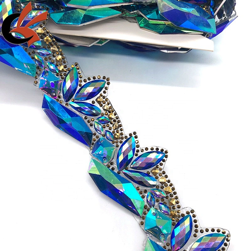 Wholesale sparkling Blue resin rhinestone with AB coating iron on hot fix rhinestone trimming
