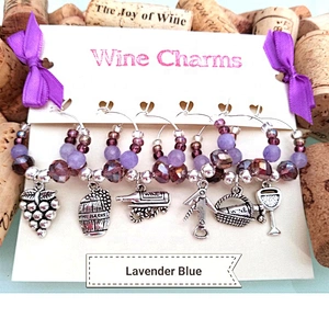 New product vintage antique silver metal plating wineglass decorative beaded wine glass charms