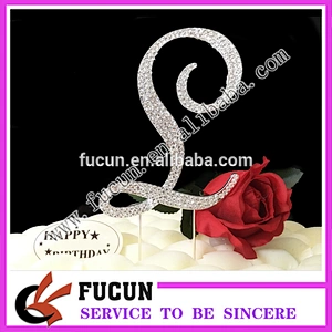 fashion hot sale 12cm silver plating Crystal Rhinestone letter M cake topper