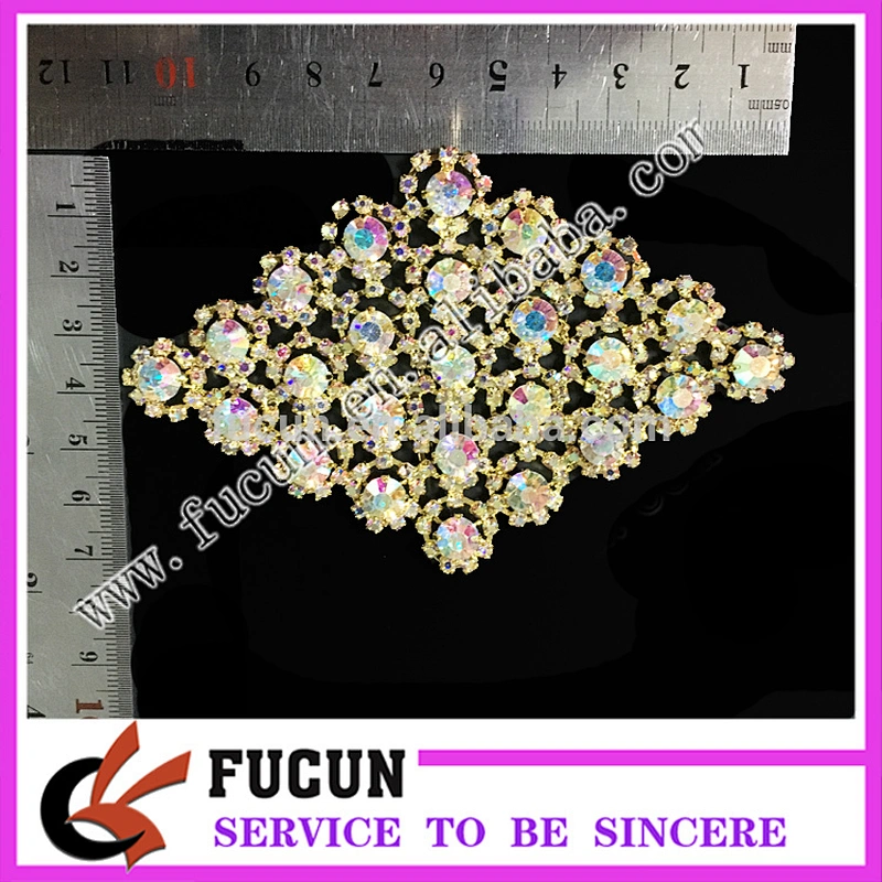 flat back sew on garment crystal rhinestone large brooch applique for women dresses