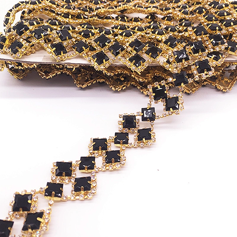 Wholesale Handmade Wedding gold diamond waist Appliques Trim for  Bridal Belt