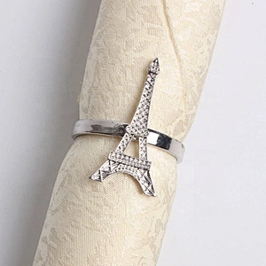 Latest fashion metal carved works Paris Eiffel Tower napkin holder napkin ring for weddings