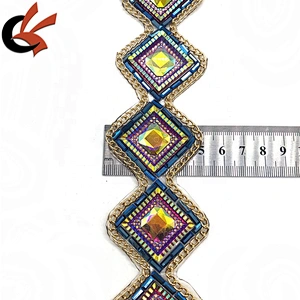 Factory direct sales New arrival metal chain resin rhinestone fancy hot fix tape trimming
