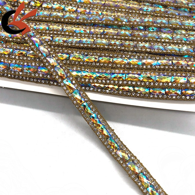fashion style clothes edging hot fix crystal rhinestone ribbon trim