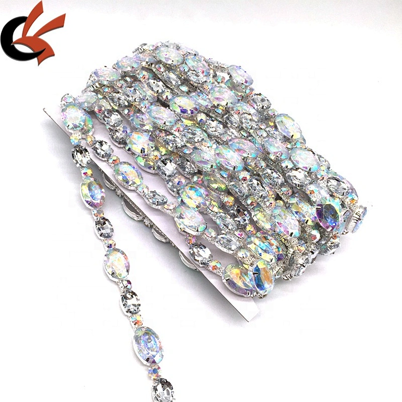 Making Garment Dress Decoration Rhinestone Trim AB Strass Silver Rhinestone Trim