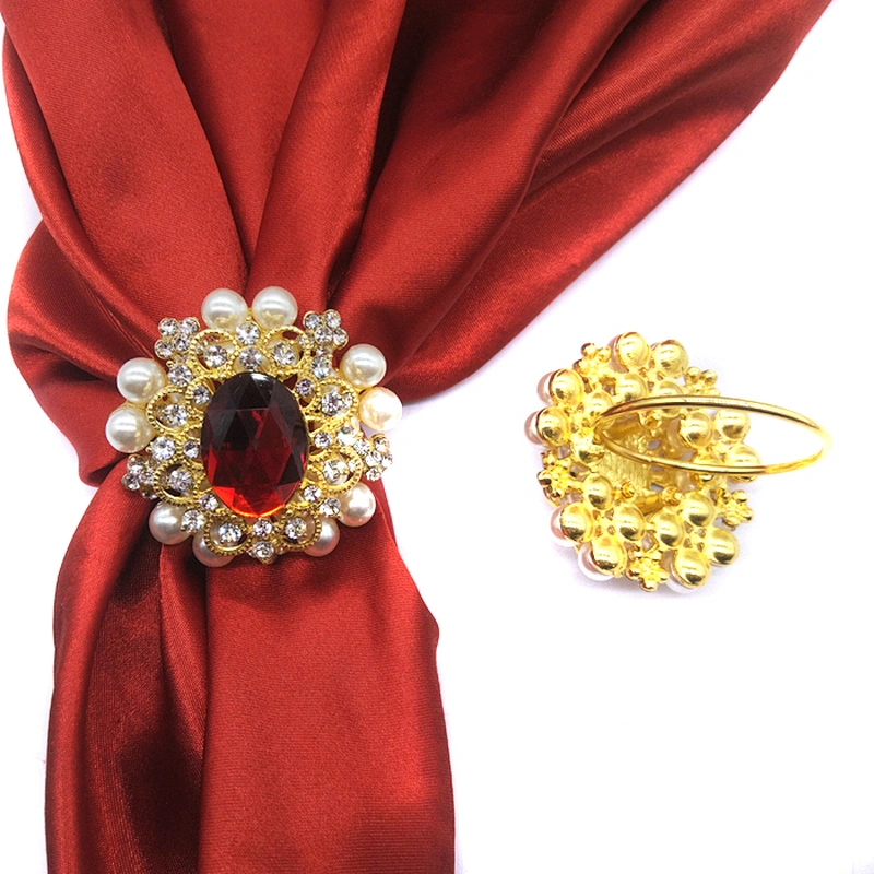2020 Luxury Pearl Rhinestone Napkin Ring for table decoration