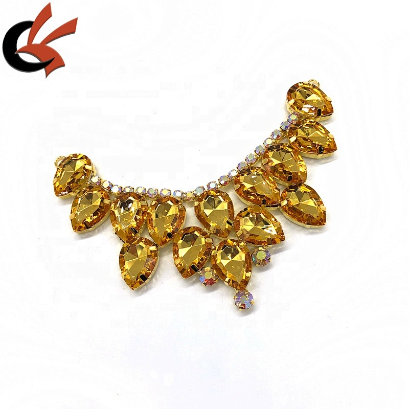 NPC IFBB Competition Luxury yellow gold crystal Bikini swimwear suits rhinestone Connectors