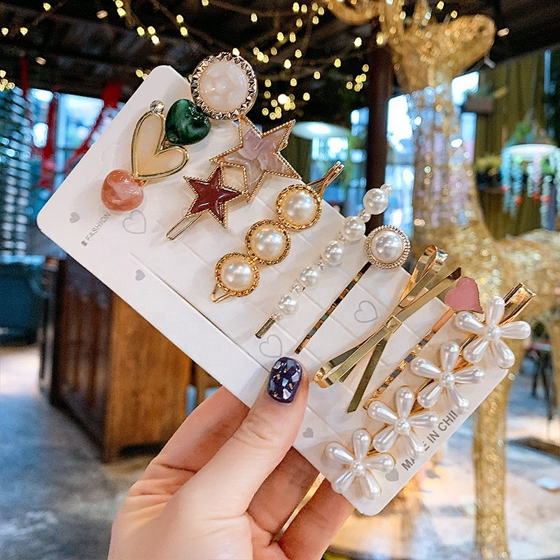 Instagram Fashion Pearl plastic beads Hair Clip Set for Women Girls Hair Accessories
