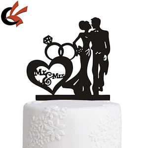 Laser Cut Personalized Mr&Mrs Black Acrylic Cake Topper