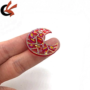 Unique Crescent Moon hollow red AB colors sew on resin rhinestones