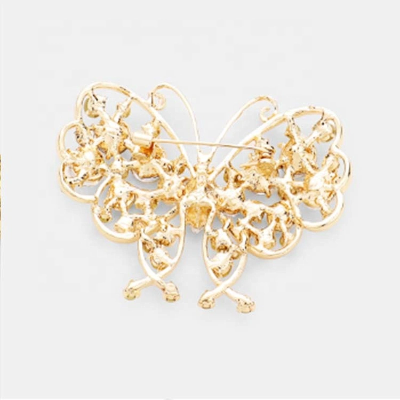 shinny cheap crystal rhinestone butterfly brooch for women