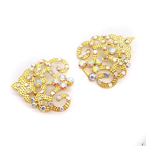 Gold AB clear rhinestone Clasp Buckle for Wedding Bridal Prom Dress Gown Waist Belt Embellishment