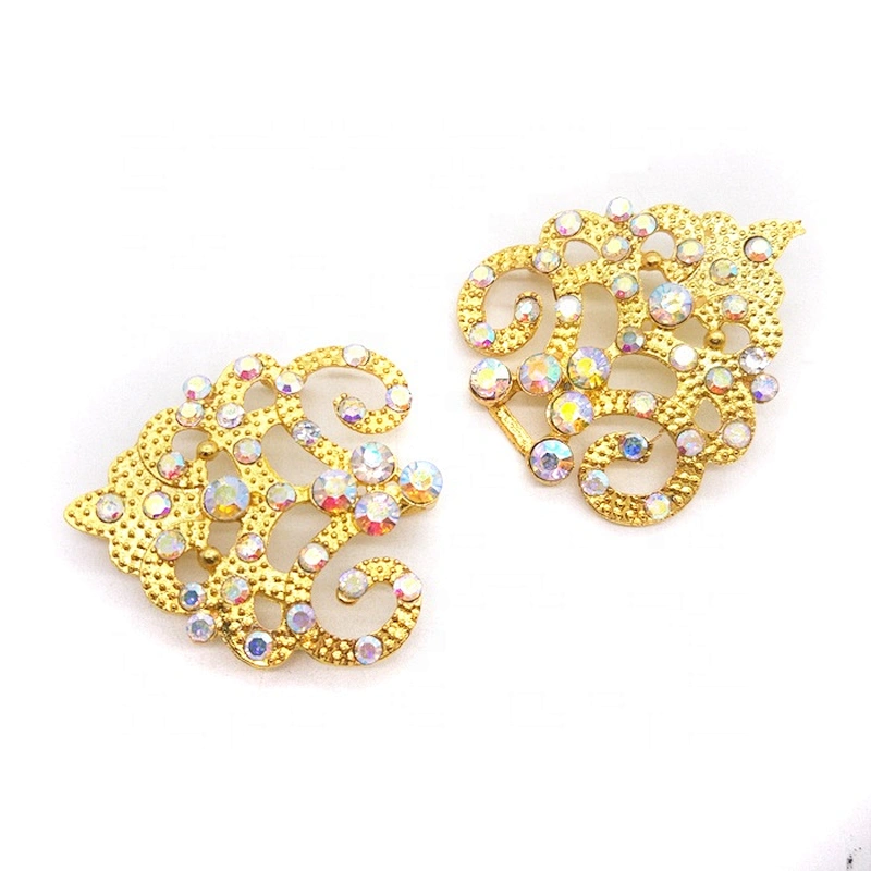 Gold AB clear rhinestone Clasp Buckle for Wedding Bridal Prom Dress Gown Waist Belt Embellishment