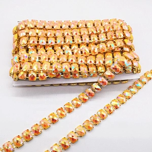 Hot sale Luxury women sparkling resin square rhinestone trimming chain for carnival costume