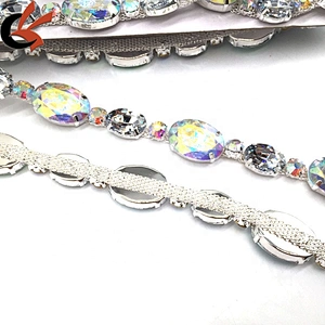 Making Garment Dress Decoration Rhinestone Trim AB Strass Silver Rhinestone Trim