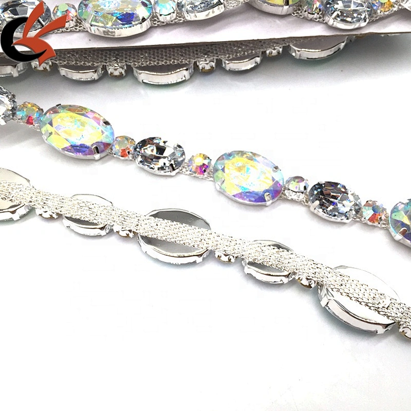 Making Garment Dress Decoration Rhinestone Trim AB Strass Silver Rhinestone Trim