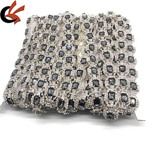 Hot sale handmade jewelry crystal fringe black diamond grey glass rhinestone trimmings for dresses