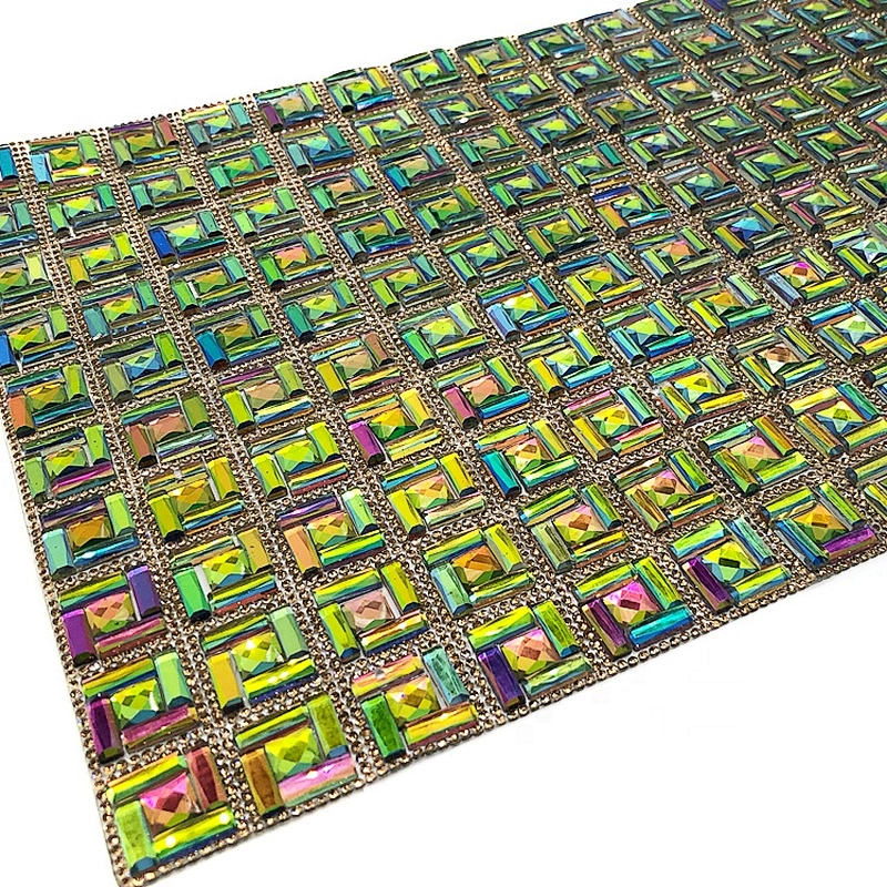 2019 new arrival rainbow glass rhinestone mesh