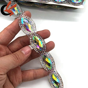 2021 Newest Clear AB crystal iron on trimming hot fix rhinestone tape trimming for Carnival