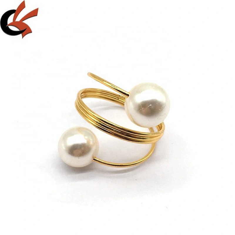 New style fashion silver twining bead pearl napkin ring wholesale cheap in bulk napkin holder