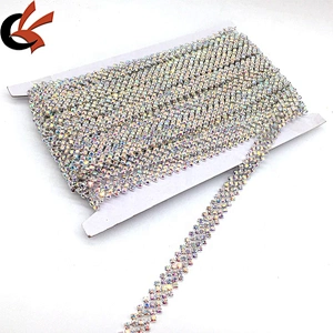 Wholesale bridal belt sash decorative crystal wedding cake AB rhinestone chain trim for bridal dresses