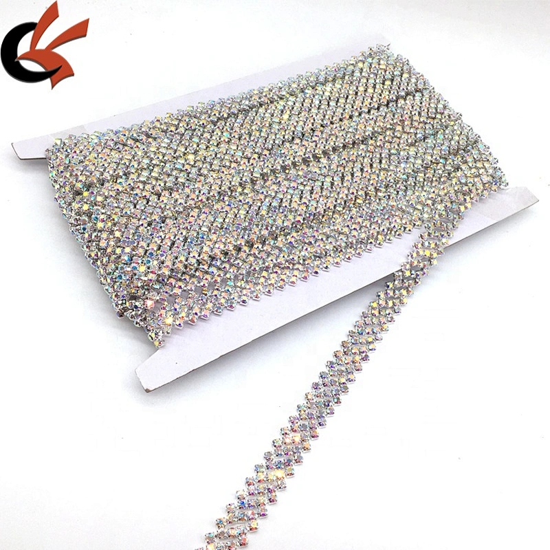 Wholesale bridal belt sash decorative crystal wedding cake AB rhinestone chain trim for bridal dresses