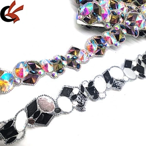 Custom by yard assorted resin colors iron on resin beaded banding rhinestone trim for decoration