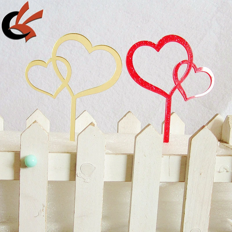 Acrylic hearts Cupcake Toppers Wedding Cake Topper