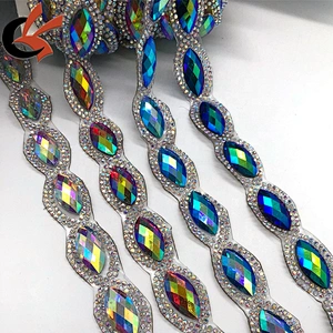 Customized fancy hot fix rhinestone trimming for costume decoration