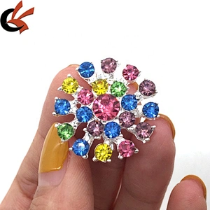 Rhinestone Designer Charms Factory Wholesale Fashion Cheap Assorted Colours Button Pin Brooch