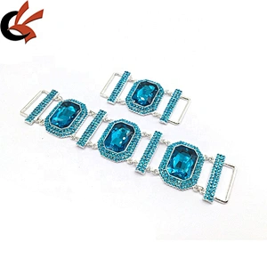 Factory Price Women Rhinestone Jewelry Turquoise Glass Silver Plated Crystal Metal Bikini Connector