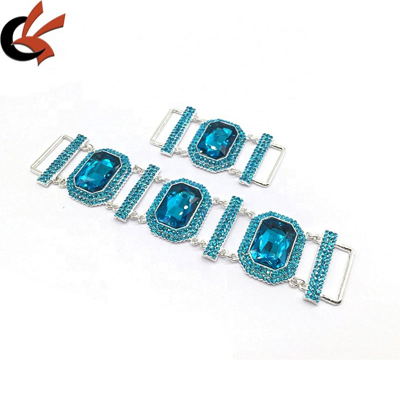Factory Price Women Rhinestone Jewelry Turquoise Glass Silver Plated Crystal Metal Bikini Connector