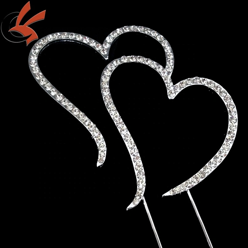Top sale heart shape diamante wedding cake topper