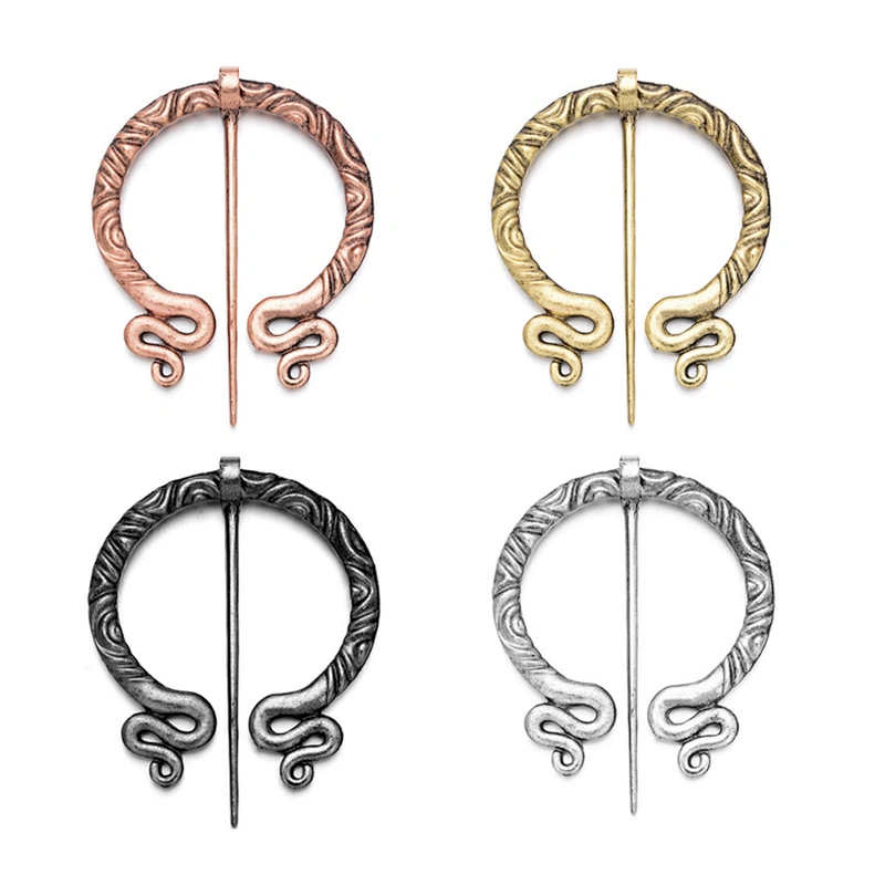 Round Antique Rose Gold Silver Scarf Shawl Coat Alloy Pins Viking Brooch