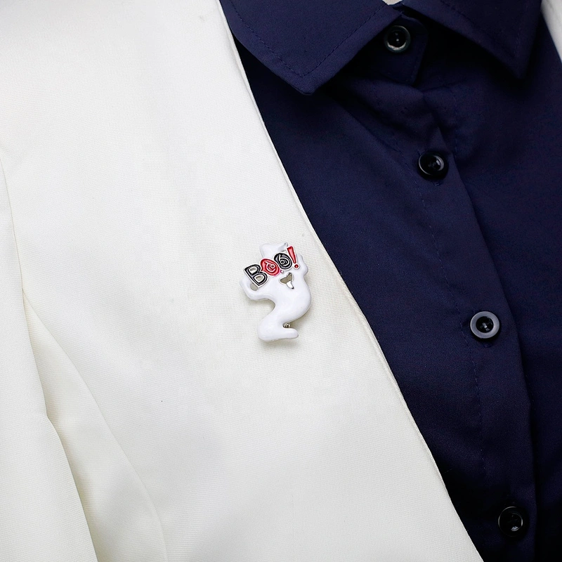 BOO White Ghost Brooch for Halloween Gift