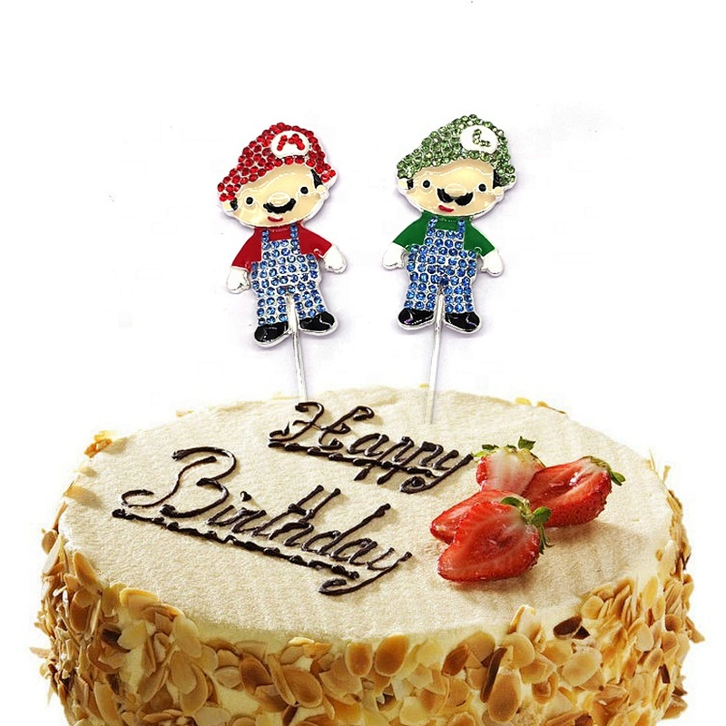 Personalized Cartoon Children Birthday Party Cake Decoration Rhinestone Birthday Cake Topper